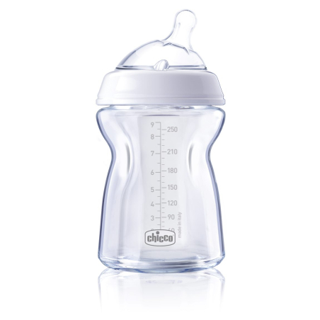 CHICCO Стъклено шише Natural Feeling 0м+ 250 мл.