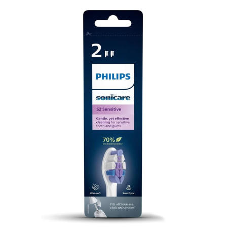 Philips Sonicare HX6052/10 2 броя резервна глава S2 Sensitive  Бяла и супер мека  за чувствителни зъби и венци