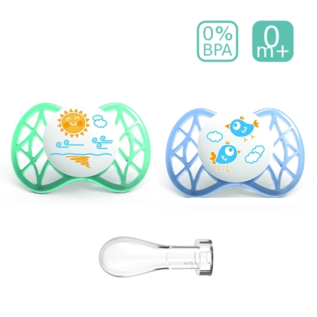  Анатомични биберони Nuvita 7061 AIR55 SYM, 2 броя, 0+, Сини 