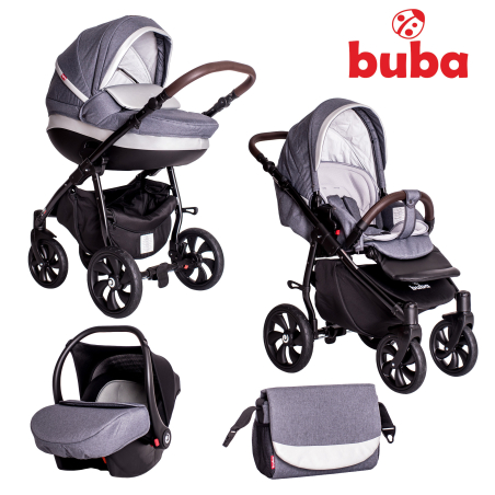 Бебешка количка Buba Estilo 930, 3 в 1, Тъмносива