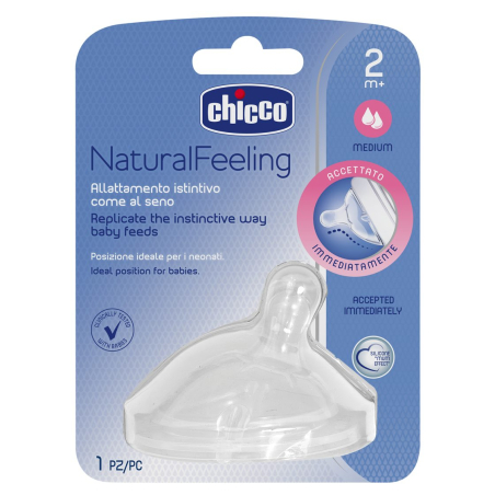 CHICCO Биберон за хранене Natural Feeling 2м+