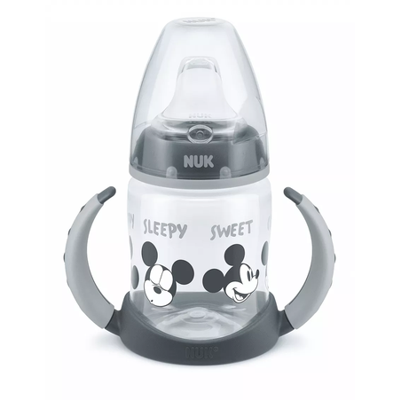 NUK First Choice РР Шише Temperature Control 150мл. със Силиконов Накрайник за сок Mickey Grey