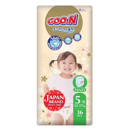 Goo.N Premium Soft Пакет от 36 броя Еднократни пелени-гащички за деца с тегло от 12 до 17 кг