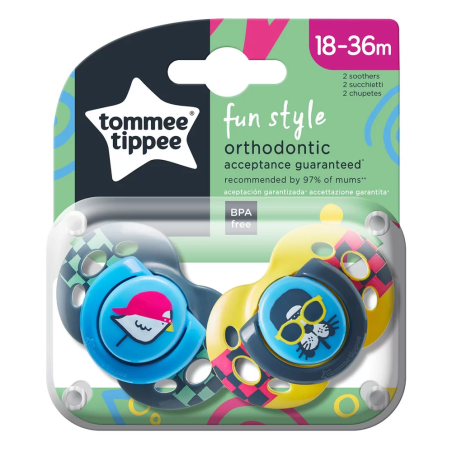 Tommee Tippee ОРТОДОНТИЧНИ ЗАЛЪГАЛКИ - FUN STYLE BOY 18-36М (2 бр./оп.)