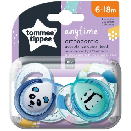 Tommee Tippee ОРТОДОНТИЧНИ ЗАЛЪГАЛКИ - ANYTIME 6-18М (2 бр./оп.) СИН
