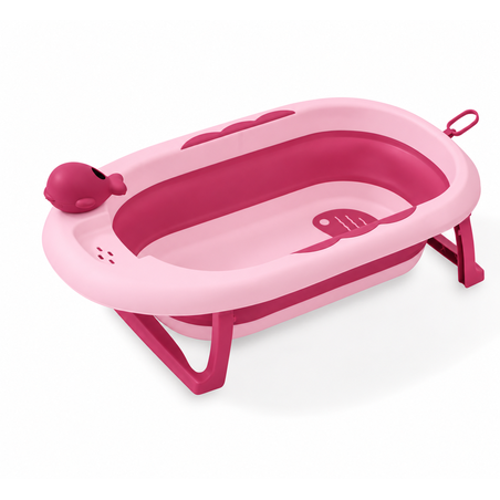 Interbaby Сгъваема Ваничка с Чаша за Къпане и Термометър Розова