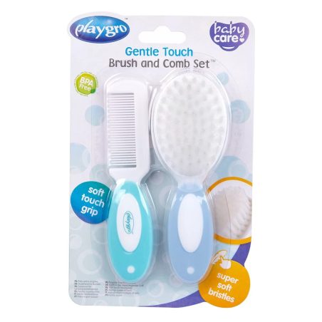 PLAYGRO КОМПЛЕКТ ГРЕБЕН И ЧЕТКА ЗА КОСА GENTLE TOUCH, 0М+
