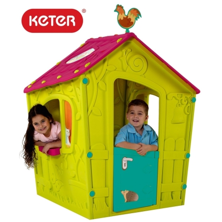  Пластмасова къща за игра Keter Magic Playhouse, Зелена/Синя/Розова 