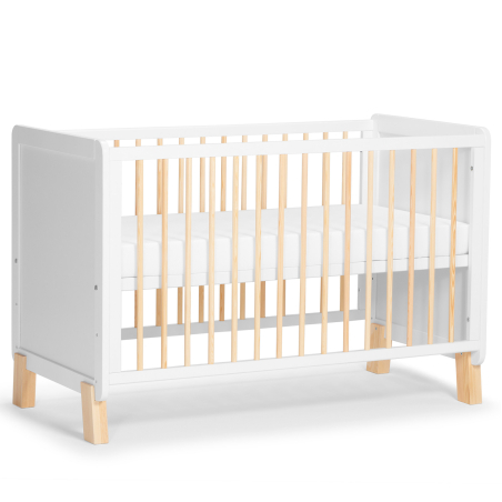 Дървено креватче KinderKraft NICO с матрак, Бяло