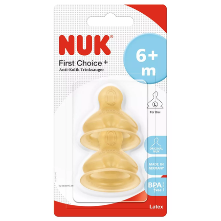 NUK FIRST CHOICE Биберон за Хранене Каучук 6-18 месеца 2 Броя Размер L