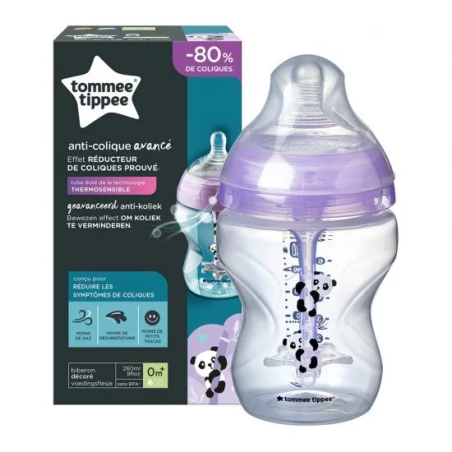 Tommee Tippee ШИШЕ ЗА ХРАНЕНЕ ANTI-COLIC 0м+ 260 ml  ДЕКОР розов