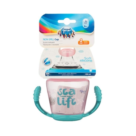 Неразливаща се часа с дръжки и мек накрайник, Sea Life 230 мл 9м+