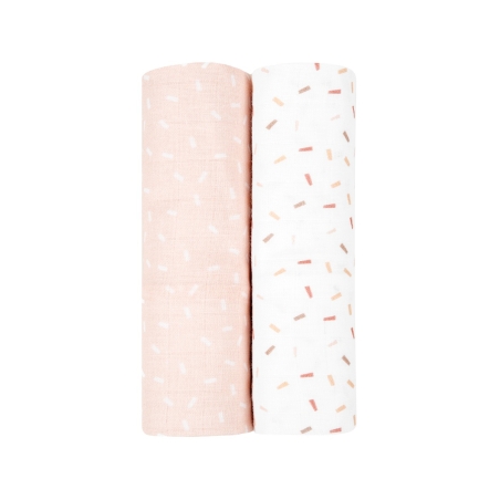 Комплект 2бр муселинови пелени 80х80 см Confetti Pink