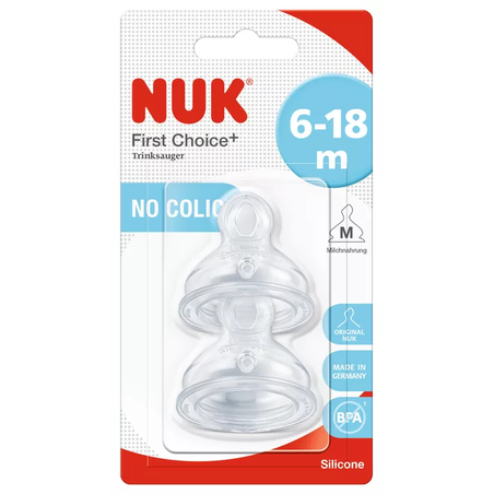 NUK FIRST CHOICE Биберон Храна Силикон 2 Броя 6-18 месеца Размер M