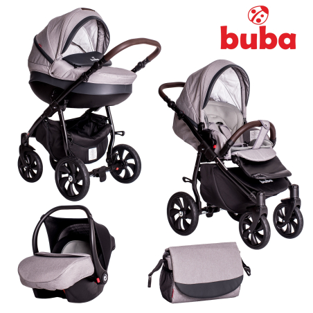 Бебешка количка Buba Estilo 932, 3 в 1, Черна/Светлосива