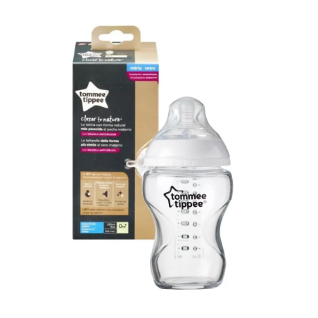 Tommee Tippee Стъклено Шише за Хранене Easi-Vent  250 ml 0м+
