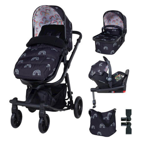 Комплект количка Cosatto Giggle Quad NIGHT RAINBOW 5в1, i-Size база и чувалче за крака