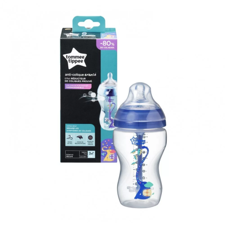 Tommee Tippee ШИШЕ ЗА ХРАНЕНЕ ANTI-COLIC 3м+ 340 ml С ДЕКОР син