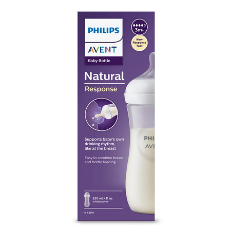 Philips AVENT SCY906/01 Шише за Хранене Natural Response 330 мл с Биберон без Протичане Поток 4 от 3м+