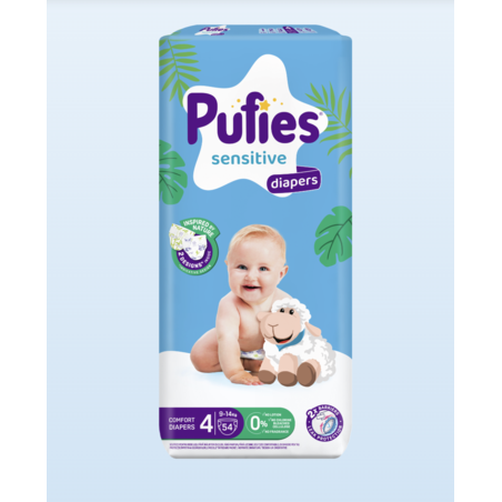 Pufies Diapers Sensitive MP 4 Maxi Пелени за Бебета 9-14кг по 54 Броя