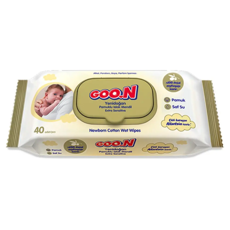 Goo.N Extra Sensitive Newborn Пакет от 40 броя мокри кърпички подходящи за новородени памук с маслиново масло