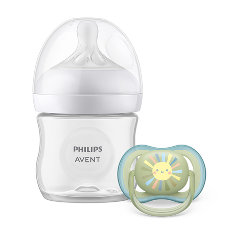 Philips AVENT SCD837/10 Natural Response Комплект за Бебе Шише за Хранене 125 мл с Биберон без Протичане Поток 2 от 0м+ и Залъгалка Ultra Air 0-6м