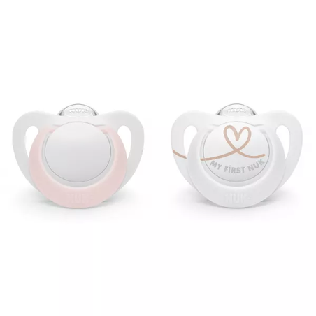 NUK Биберон Залъгалка Силикон 0-6 месеца 2 Броя STAR Момиче с Кутия