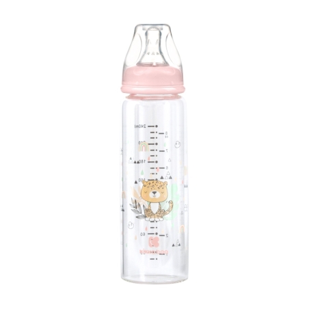 KikkaBoo Шише Стъклено 240мл Savanna Pink