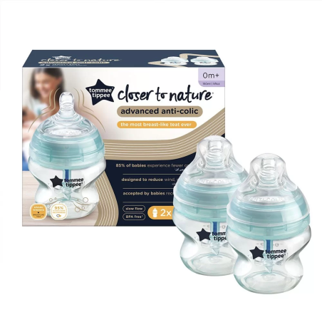 Tommee Tippee ШИШЕ ЗА ХРАНЕНЕ ANTI-COLIC+ 150 ml 0м+ (2 бр./оп.)