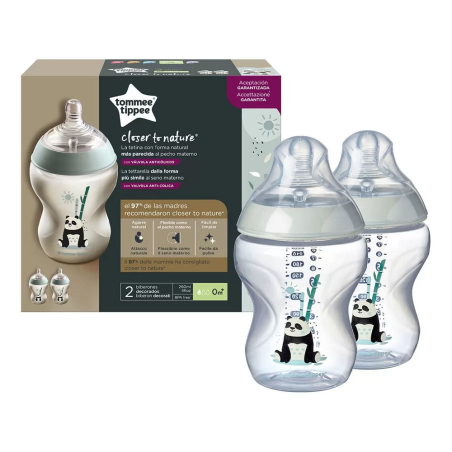 Tommee Tippee ШИШЕ ЗА ХРАНЕНЕ EASI VENT 260 ml 0м+ МОМИЧЕ/ПАНДИ (2 бр./оп.)