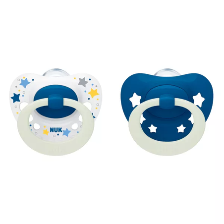 NUK Биберон Залъгалка Силикон 18-36 месеца 2 Броя Signature Night Момче с Кутия