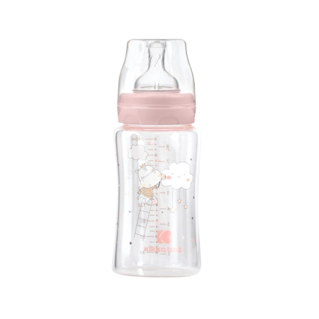KikkaBoo Шише стъклено 240мл Hippo Dreams Pink