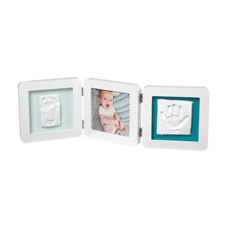 BABY ART MY BABY STILE РАМКА ЗА СНИМКА С 2 ОТПЕЧАТЪКА С ДЪРВЕНА РАМКА И ЦВЕТНО ПАСПАРТУ