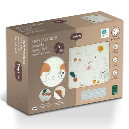 Tiny Love Soft Super Mat Меко бебешко килимче за игра от серията Garden of Adventures с размер 125.5х110 см. 9 увлекателни активности за развитие 0м+