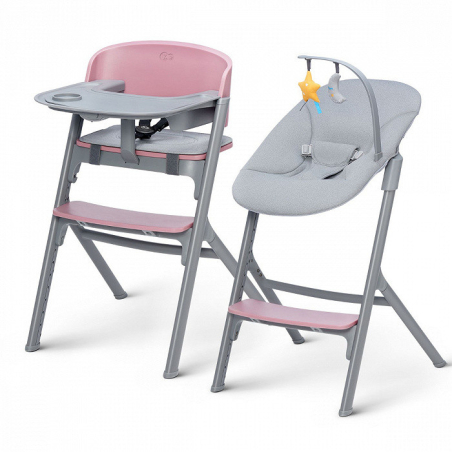  Столче за хранене KinderKraft LIVY + шезлонг CALMEE, розово 
