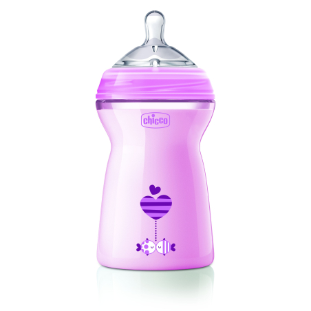 CHICCO Шише Natural Feeling РР 6м+ 330 мл. за момиче