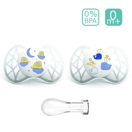  Анатомични светещи биберони Nuvita 7063 AIR55 SYM, 2 броя, 0+ 