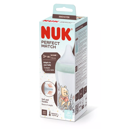 NUK Perfect Match Шише РР 260мл със Силиконов Биберон за Хранене M 3+ месеца Disney Мечо Пух