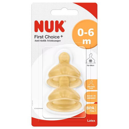 NUK FIRST CHOICE Биберон за Хранене Каучук 0-6 месеца 2 Броя Размер M