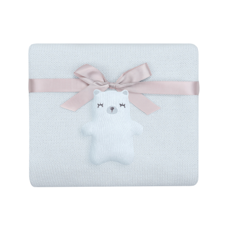 Плетено памучно одеяло Bear with me Blue