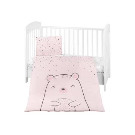KikkaBoo Бебешки спален комплект 3 части Bear with me Pink
