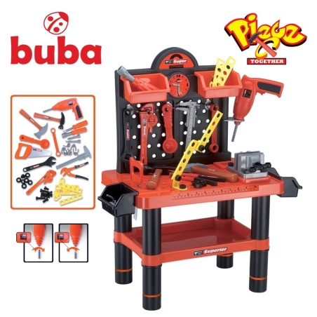  Детски комплект куфар с инструменти Buba Bricolage, Работилница 