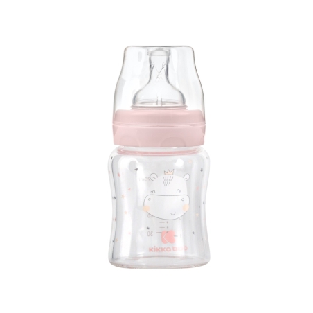 KikkaBoo Шише Стъклено 120мл Hippo Dreams Pink