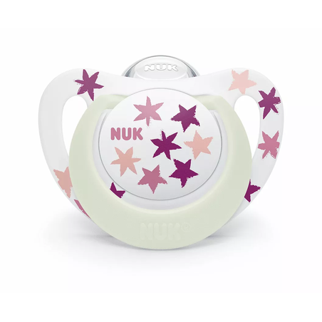 NUK Биберон Залъгалка Силикон 6-18 месеца 1 Брой STAR Night с Кутия