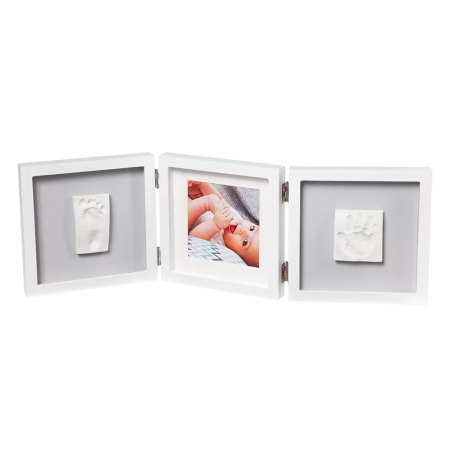 BABY ART MY BABY STILE РАМКА ЗА СНИМКА С 2 ОТПЕЧАТЪКА В  ЦВЯТ БЯЛА РАМКА,СИВО ПАСПАРТУ