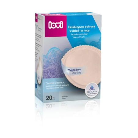 Подплънки за кърма с гел Discreet Elegance бежови 20 бр