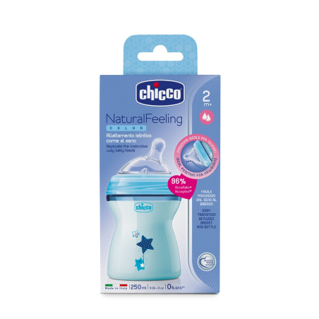 CHICCO Шише Natural Feeling РР 2м+ 250 мл. за момче
