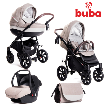 Бебешка количка Buba Estilo 919, 3 в 1, Светлосива