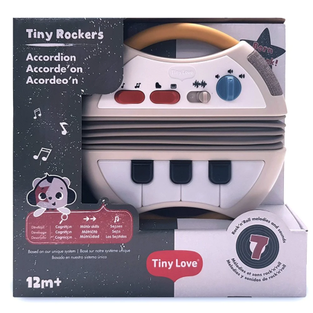 Tiny love Електронна музикална играчка Акордеон от серията Tiny Rockers с 8 рокендрол мелодии с иновативни струни и плъзгачи 12м+