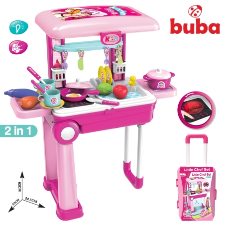  Детска кухня Buba Little Chef 008-921A, Куфар, Розова 